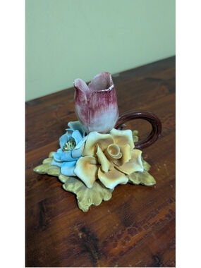 Floral Ceramic Capodimonte Candle Holder One Size Multicolor in